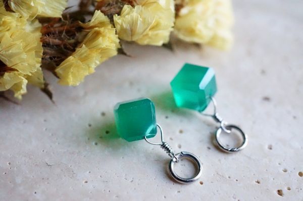 【フープ用チャーム】サージカルステンレス284 グリーンオニキス チャーム 1ペア 金属アレルギー対応金具使用 ピアスチャーム　　　　　_画像9