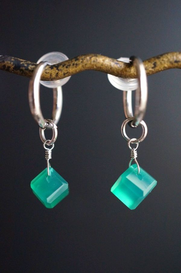 【フープ用チャーム】サージカルステンレス284 グリーンオニキス チャーム 1ペア 金属アレルギー対応金具使用 ピアスチャーム　　　　　_画像3