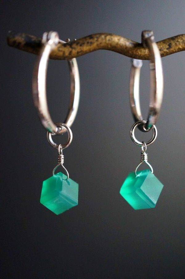 【フープ用チャーム】サージカルステンレス284 グリーンオニキス チャーム 1ペア 金属アレルギー対応金具使用 ピアスチャーム　　　　　_画像4