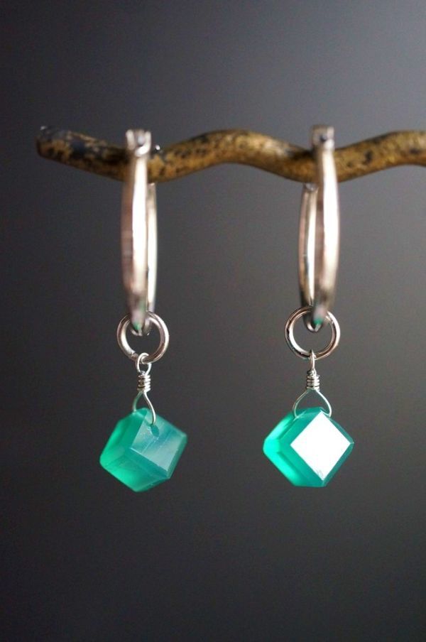 【フープ用チャーム】サージカルステンレス284 グリーンオニキス チャーム 1ペア 金属アレルギー対応金具使用 ピアスチャーム　　　　　_画像5