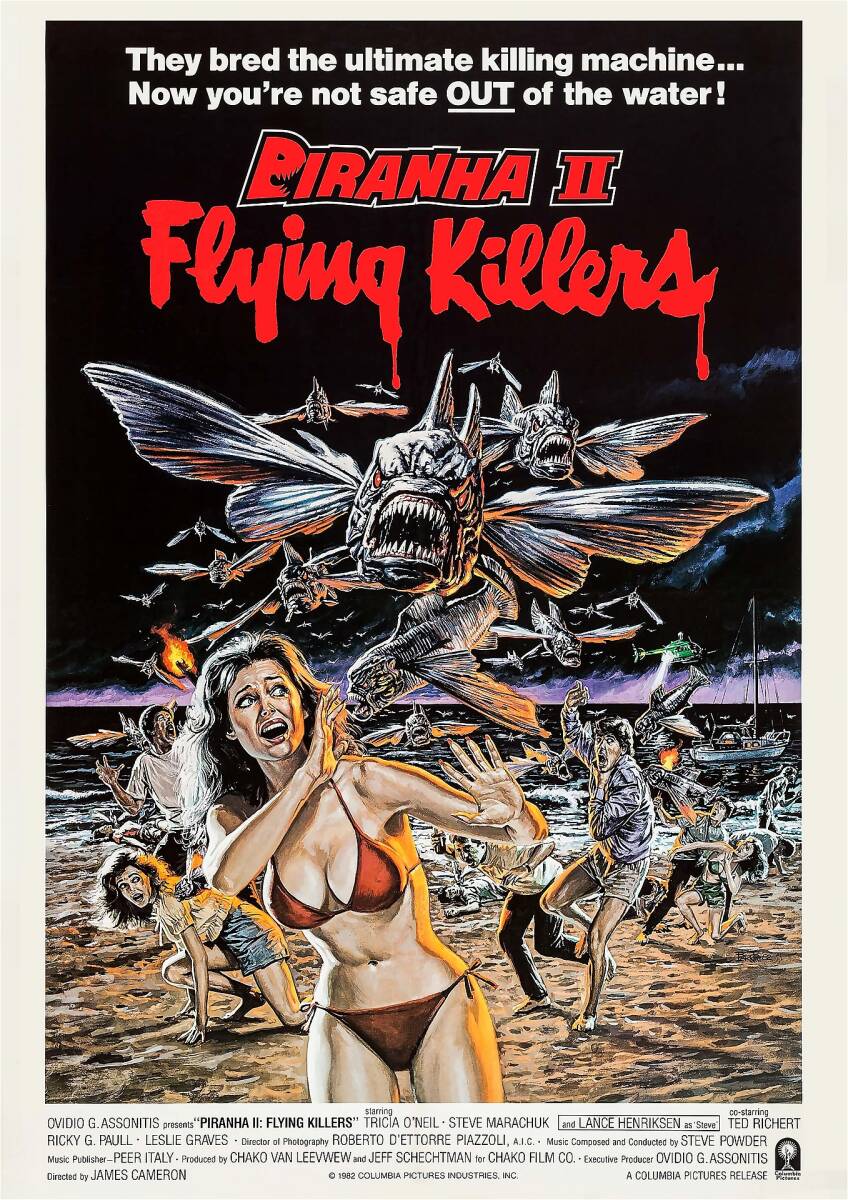 海外版ポスター『殺人魚フライングキラー』（Piranha II: Flying Killers）★ジェームズ・キャメロン_画像1