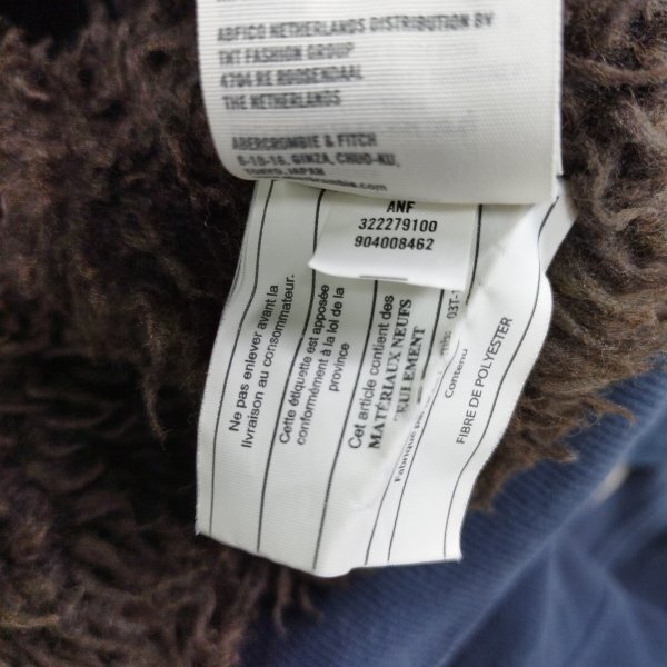 J553 Hollister ホリスター 裏ボア ジャケット ジップアップ スウェット コットン ヴィンテージ加工 ミリタリー メンズ ネイビー サイズ M_画像9