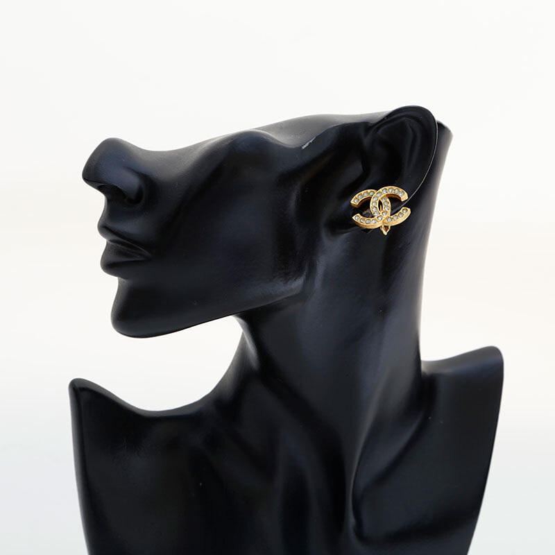  Chanel CHANEL серьги здесь Mark стразы Gold 