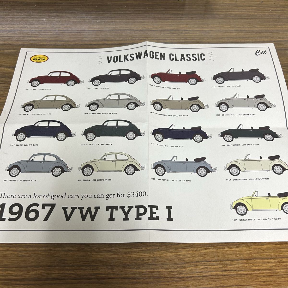 1967 VW TYPE 1 2 3 ポスター カタログ Cal FLAT4 フォルクスワーゲン タイプ1 タイプ2 タイプ3_画像2