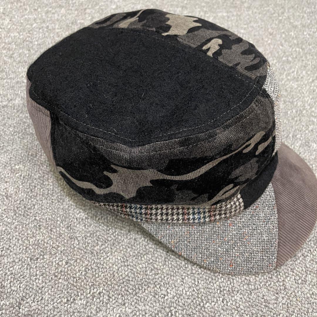 【Basiquenti】 パッチワーク キャップ 帽子 迷彩 ツイード ヘリンボーン コーデュロイ デザイン ユニセックス メンズ レディース【ZA-A】_画像2