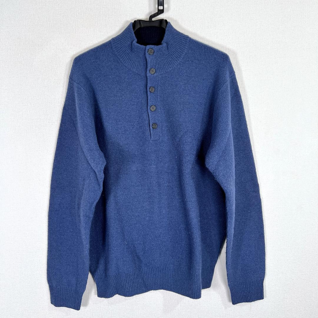 【UNIQLO】ユニクロ 青 ブルー系 長袖 ニット セーター トップス ウール混 プルオーバー 男性用 メンズ XLサイズ【c014】_画像1
