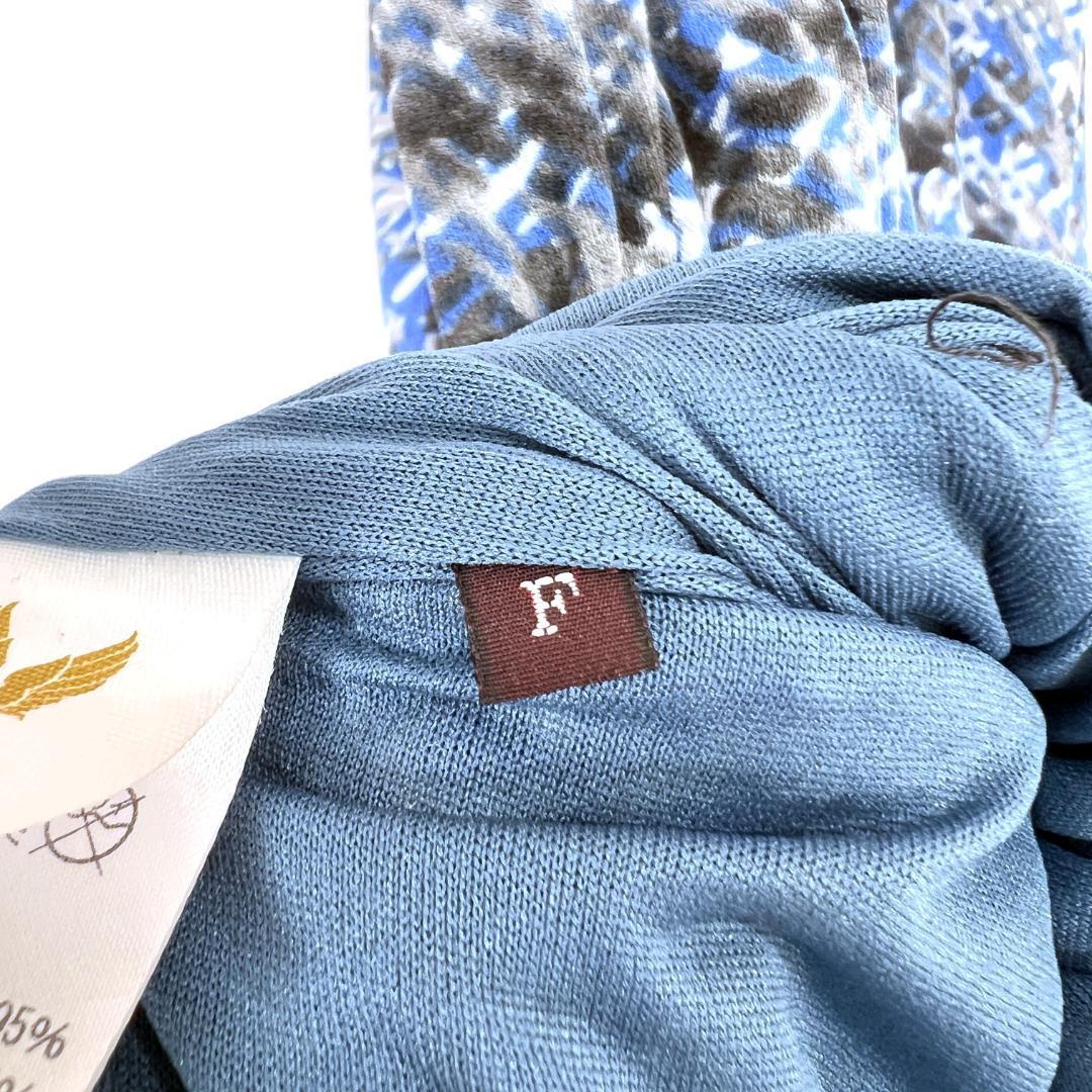 【AVIREX】アヴィレックス 青 ブルー系 総柄 ロングワンピース キャミワンピ 女性用 レディース Fサイズ フリーサイズ【c023】_画像8