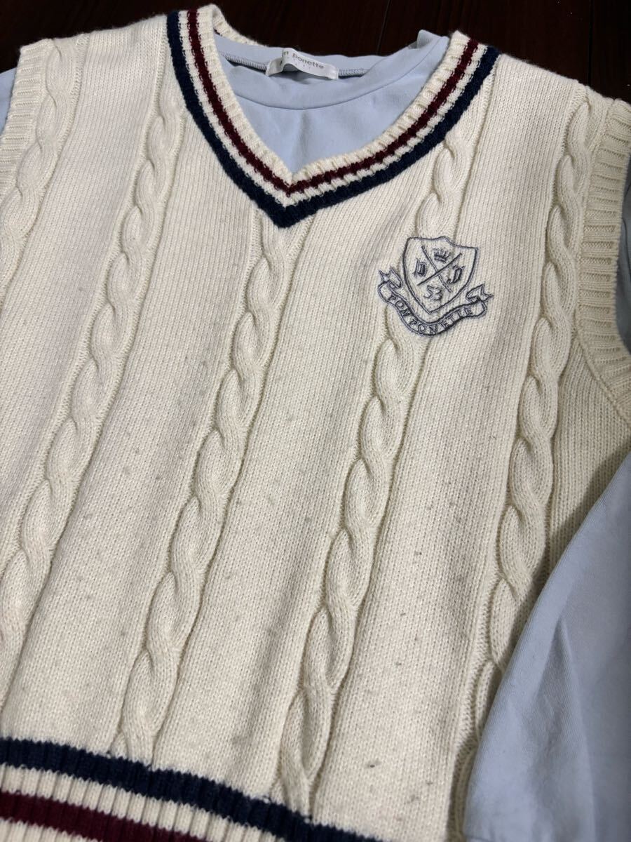 ポンポネットジュニア　pom ponette junior ニットベスト ＆ 長袖シャツセット　L 
