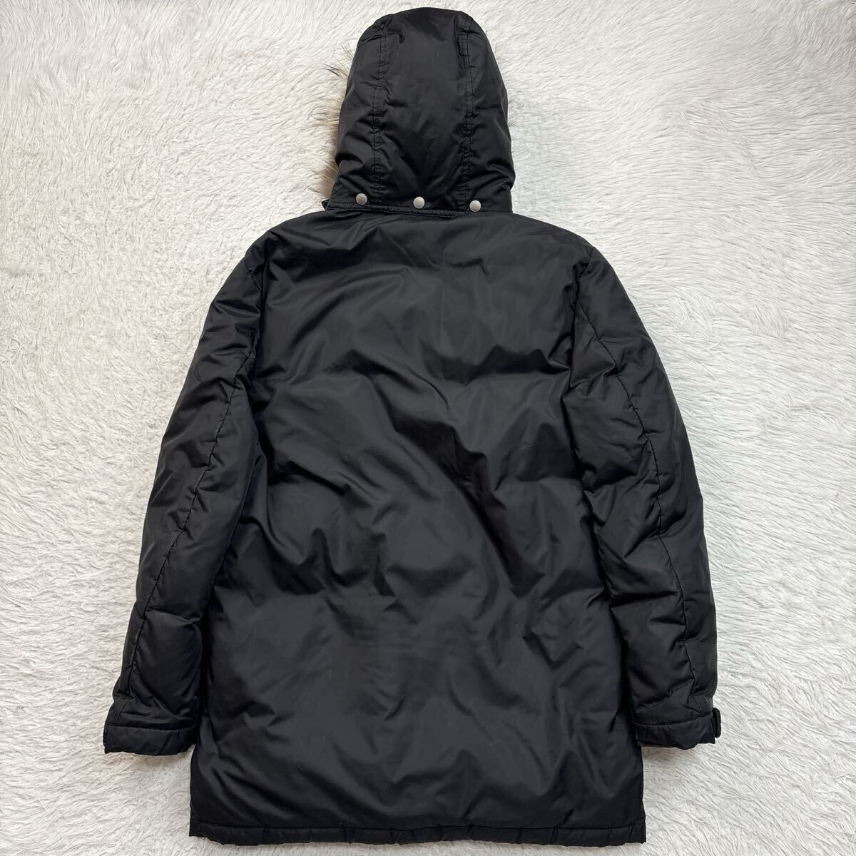 【希少Lサイズ!!!】BURBERRY BLACK LABEL バーバリーブラックレーベル ダウンジャケット 全面ノバチェック 黒 2way フォックスファー