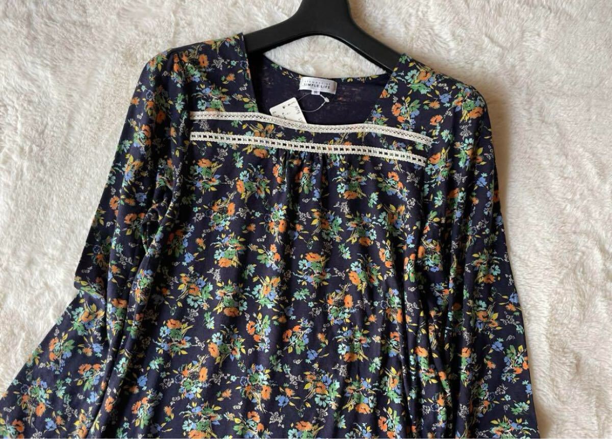 新品 シンプルライフ 花柄デザインカットソー M_画像2