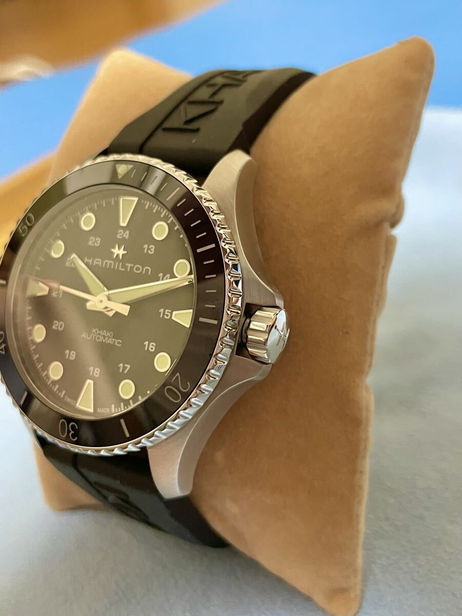 HAMILTON KHAKIカーキ ネイビー スキューバ オートH82515330 自動巻き ブラック文字盤 腕時計_画像5