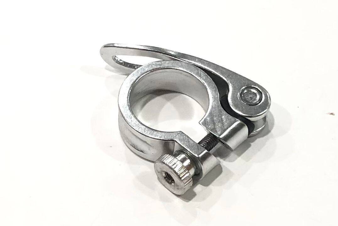 シートクランプ クイックリリース式 28.6mm用 自転車 シートポストクランプ スムーズレバー 軽量アルミ 34g シルバー_画像2