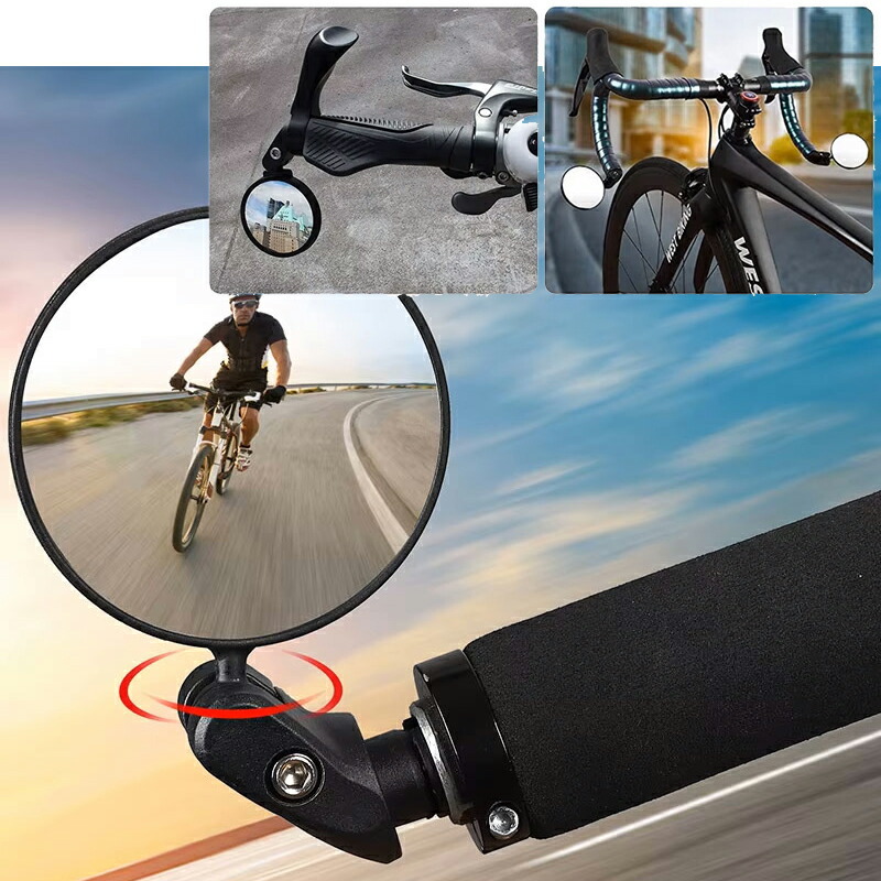 自転車ミラー バックミラー 凸面 360度回転 広視野角 事故防止 取り付け簡単 戸外スポーツバイク用ミラー_画像5