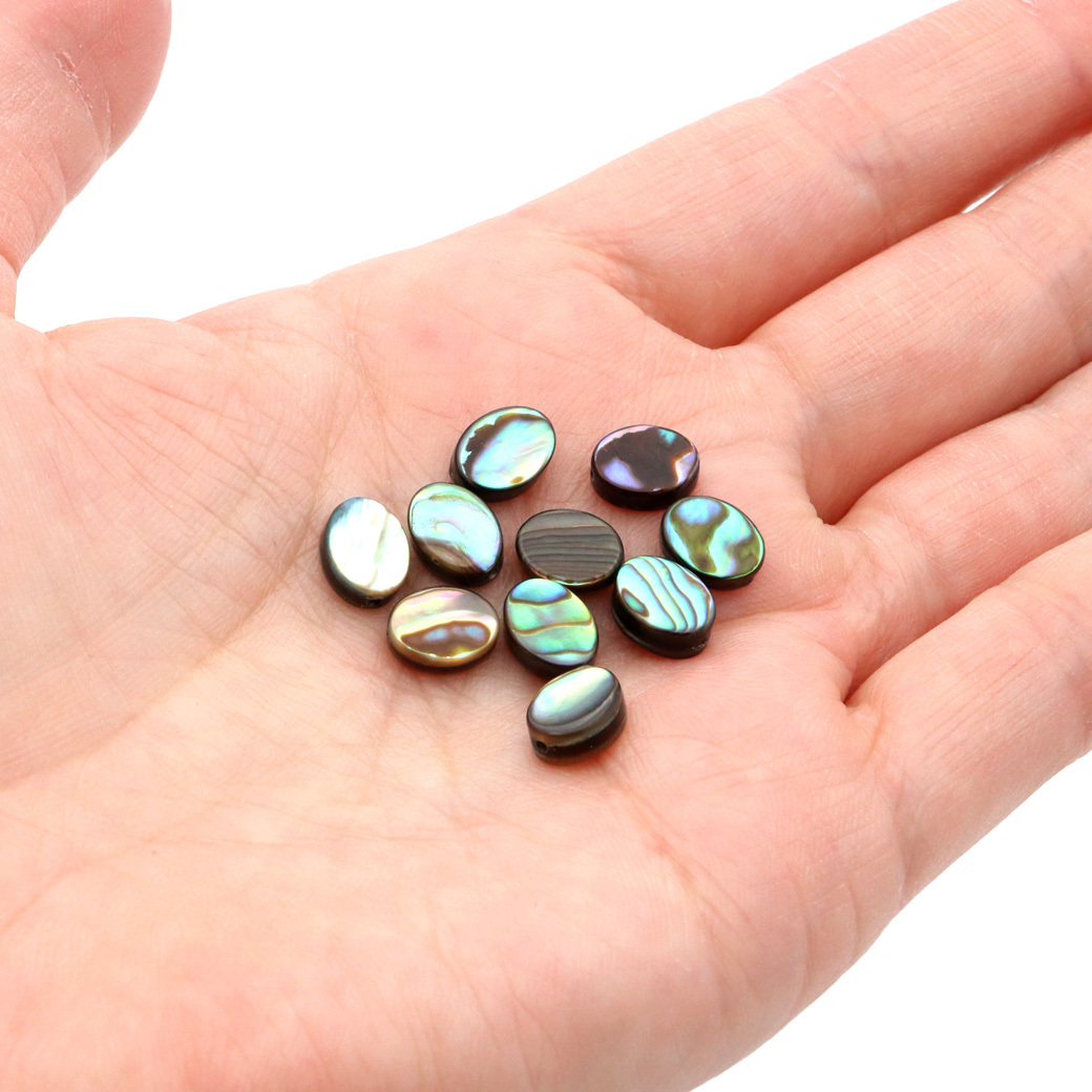 パウアシェル ビーズ 粒売り 1粒 オーバルカット 6 x 8mm アバロンシェル 貝 アワビ 孔雀貝 制作 ハンドメイド 手作り 手芸 DIY_画像7