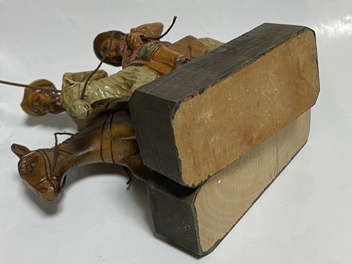 ドン・キホーテ　サンチョ・パンサ　木彫り　高さ約20センチ インテリア 置物　スペイン土産　1990年頃_画像5