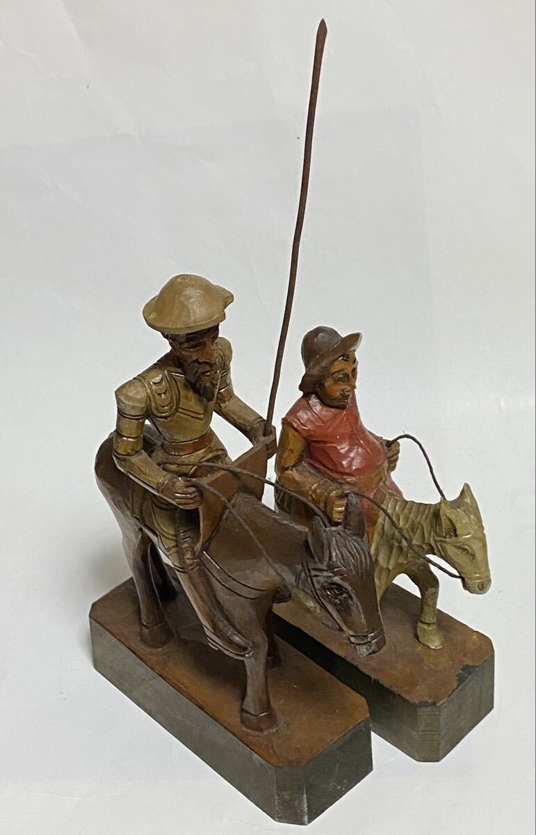 ドン・キホーテ　サンチョ・パンサ　木彫り　高さ約20センチ インテリア 置物　スペイン土産　1990年頃_画像2