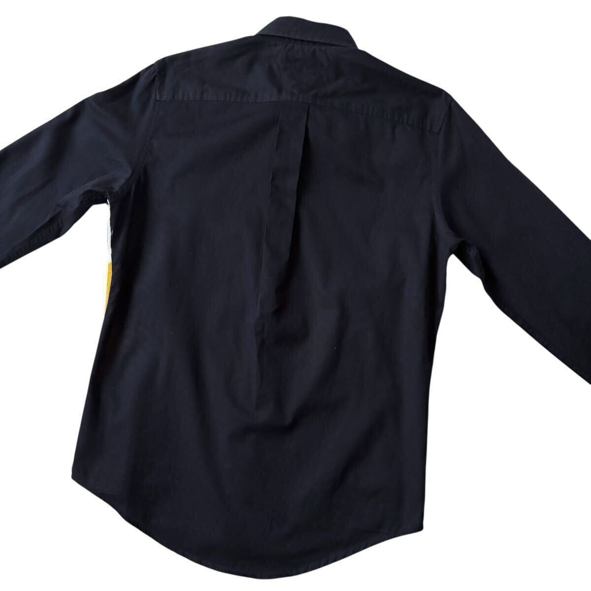 (美品) トミーヒルフィガー TOMMY HILFIGER 比翼仕立 長袖シャツ SP (日本 M ) ネイビー ホワイト イエロー レッド 切り替え シャツ_画像2