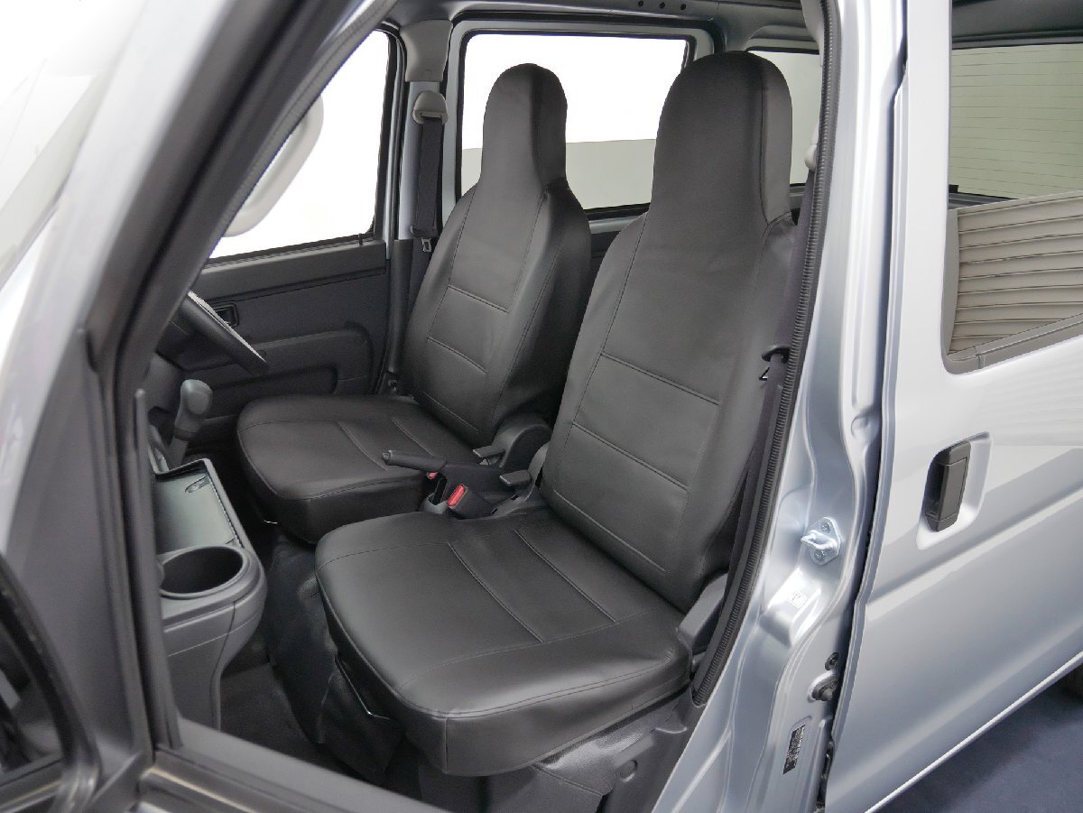 シートカバー ハイゼットカーゴ S321V S331V 2014.9-2021.12 専用 ブラック レザー 黒 ステッチ ソフトレザーR M4-53 447709_画像1