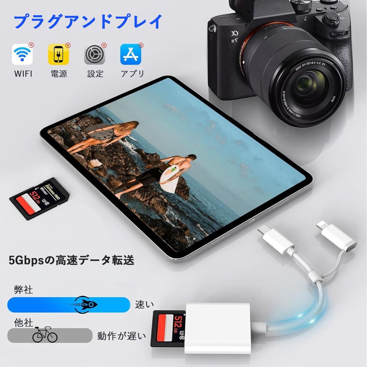 SDカードリーダー iphone タイプC 【3in2?雙方向データ転送】 microSD カード リーダー Lightning/USB Type-C OTG機能