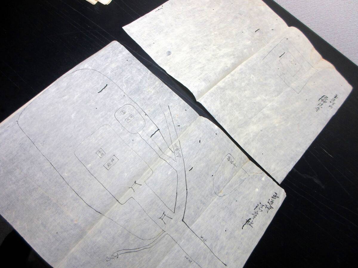 ★U43和本明治4年(1871)「常州行方郡玉造村社寺略図ほか」8点/茨城県行方市/古書古文書/手書き/古地図/絵図_画像6