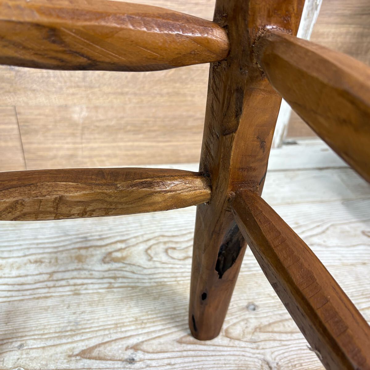 送料無料、オールドチーク天然無垢材ウッド丸木脚ハイスツール、カウンターチェア、天然木ナチュラルウッド、木製イス、椅子チェア_画像8