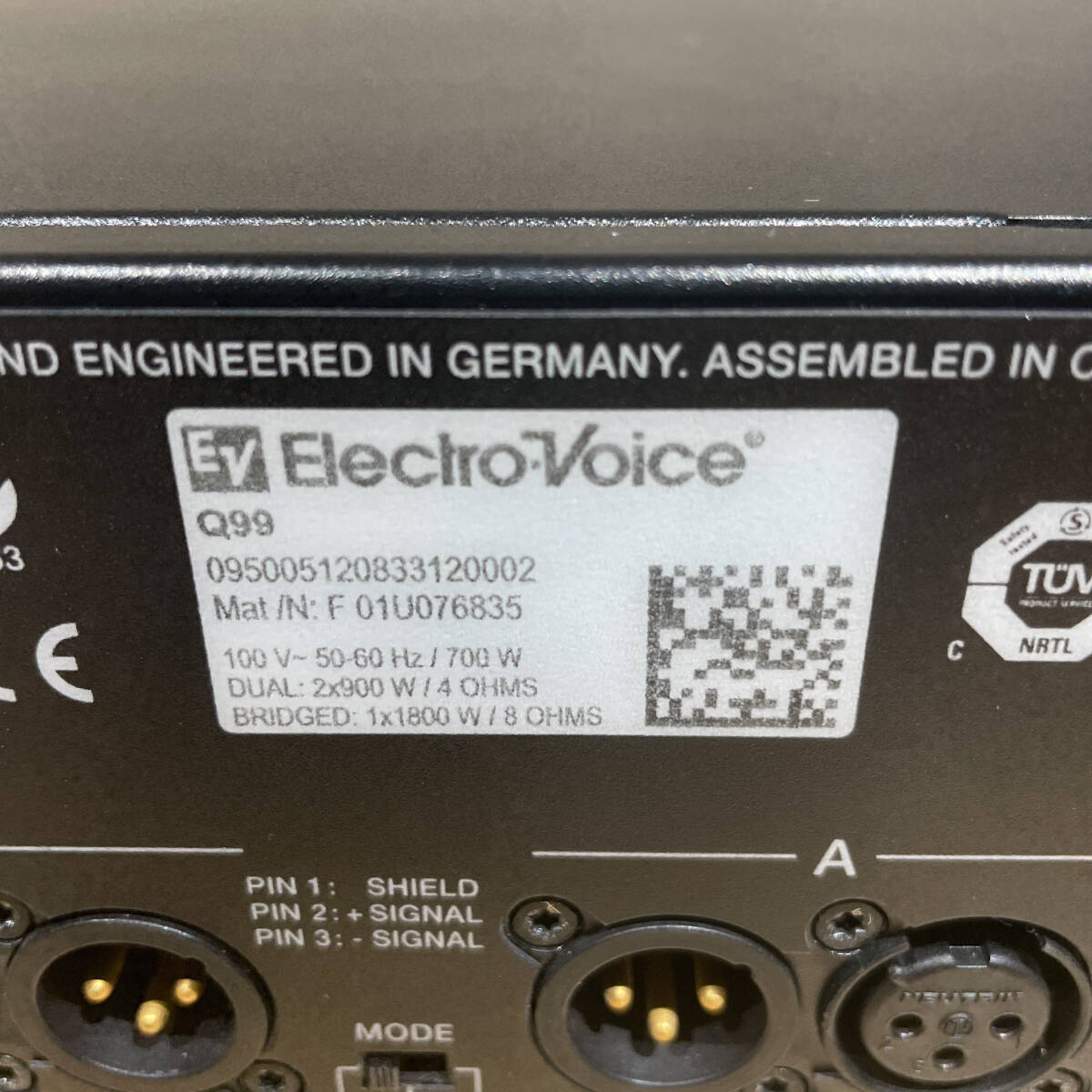【メンテナンス済み】Electro-Voice Q99 パワーアンプ EV エレクトロボイス Q99 整備済み