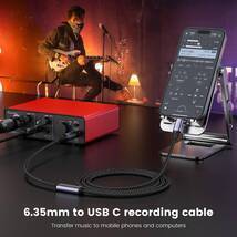 MOSWAG USB-C-6.35mm ギターケーブル(1m)Type C- 6.35mmTRS 音楽インターフェイスコード音楽録音ケーブル_画像2