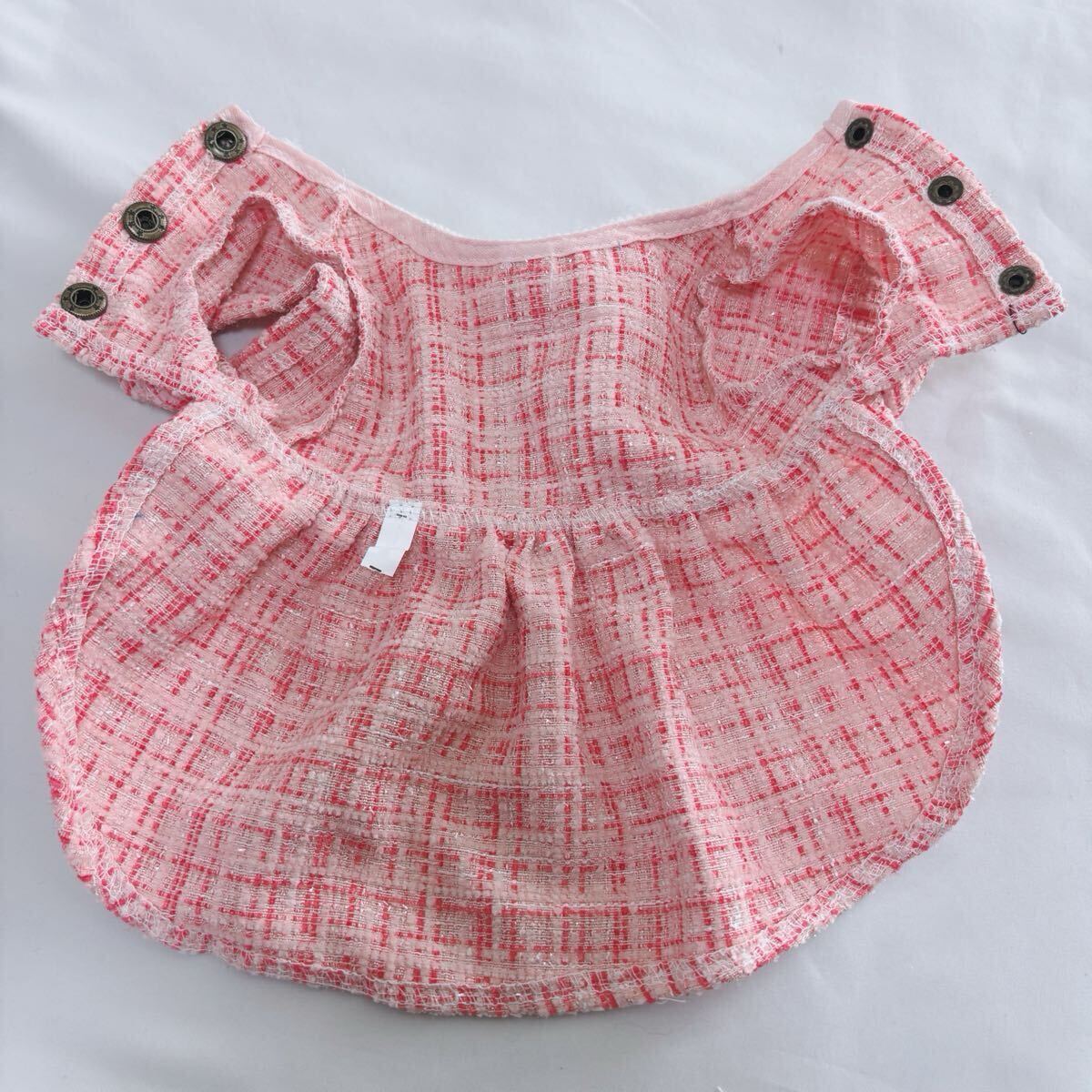 L ツイード ワンピース リボンセット （ピンク） 犬服 犬の服 小型犬 ペット服 ペット用品 ドッグウェア スカート_画像6