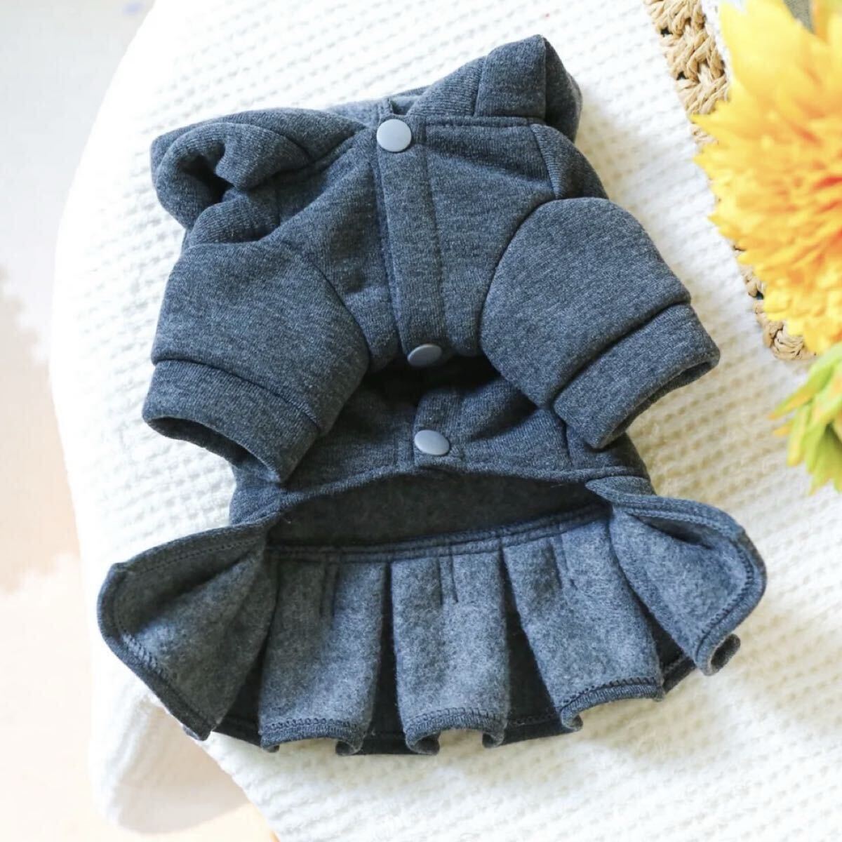 L リードフック付き 耳付きフード ワンピース 犬服 犬の服 小型犬 ペット服 ペット用品 スカート_画像9