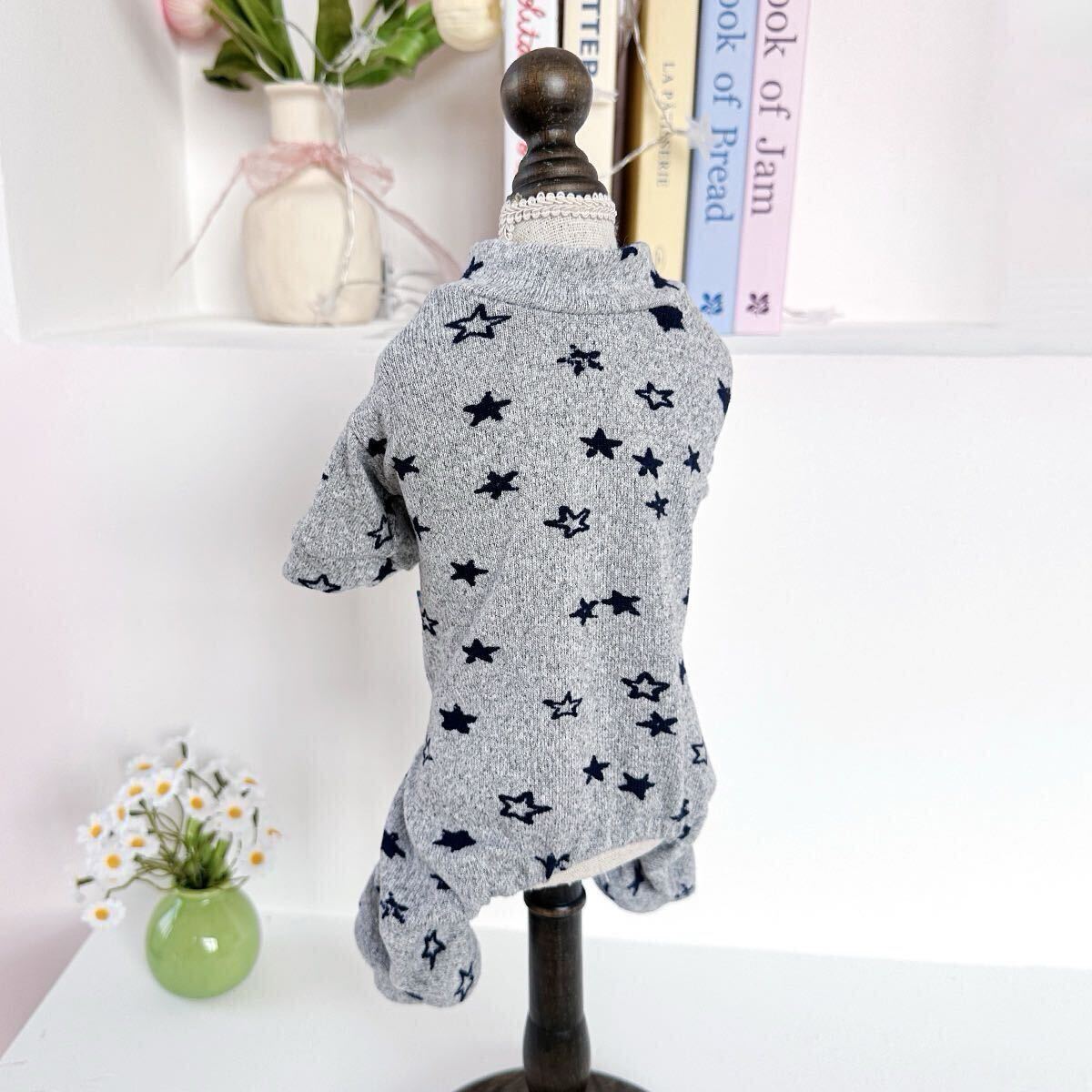 M スター柄 ロンパース 犬服 犬の服 小型犬 カバーオール つなぎ オールインワン 部屋着 ドッグウェア _画像6