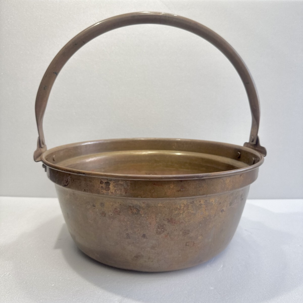 未使用品 山菜鍋 銅鍋 銅製 調理器具 吊り鍋 手提げ鍋 33cm_画像1