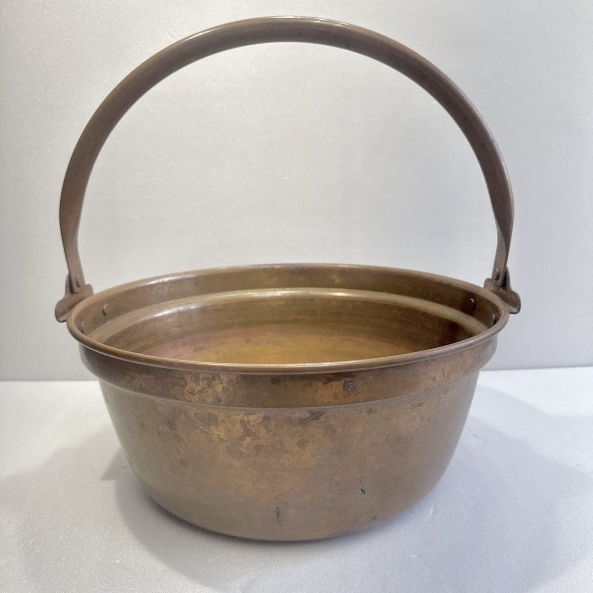 未使用品 山菜鍋 銅鍋 銅製 調理器具 吊り鍋 手提げ鍋 33cm_画像3