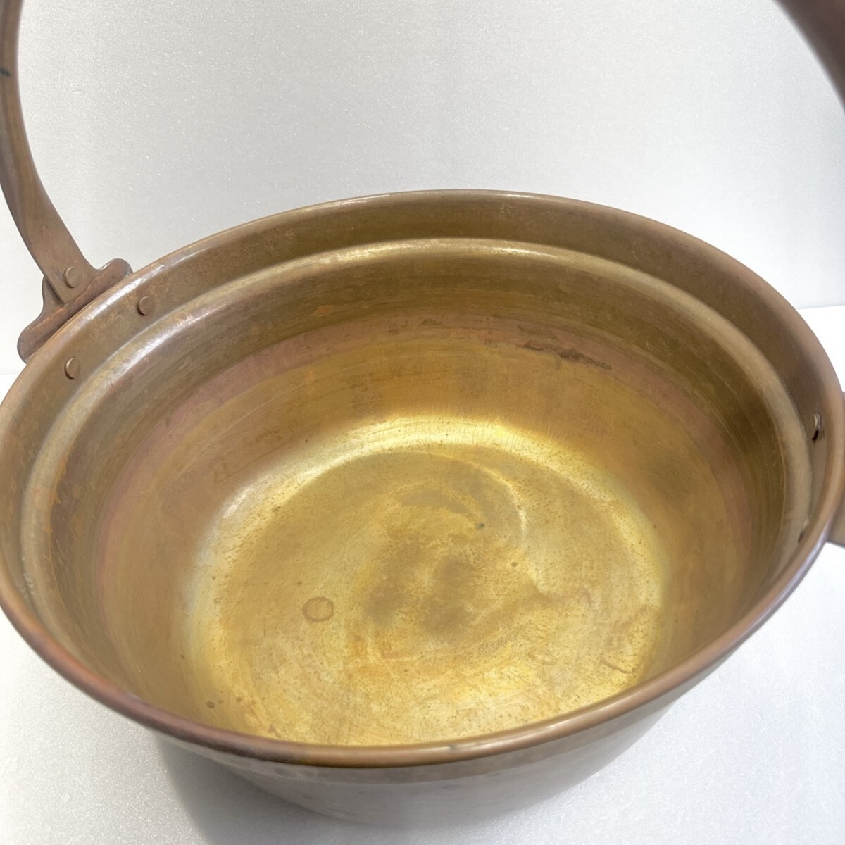 未使用品 山菜鍋 銅鍋 銅製 調理器具 吊り鍋 手提げ鍋 33cm_画像5