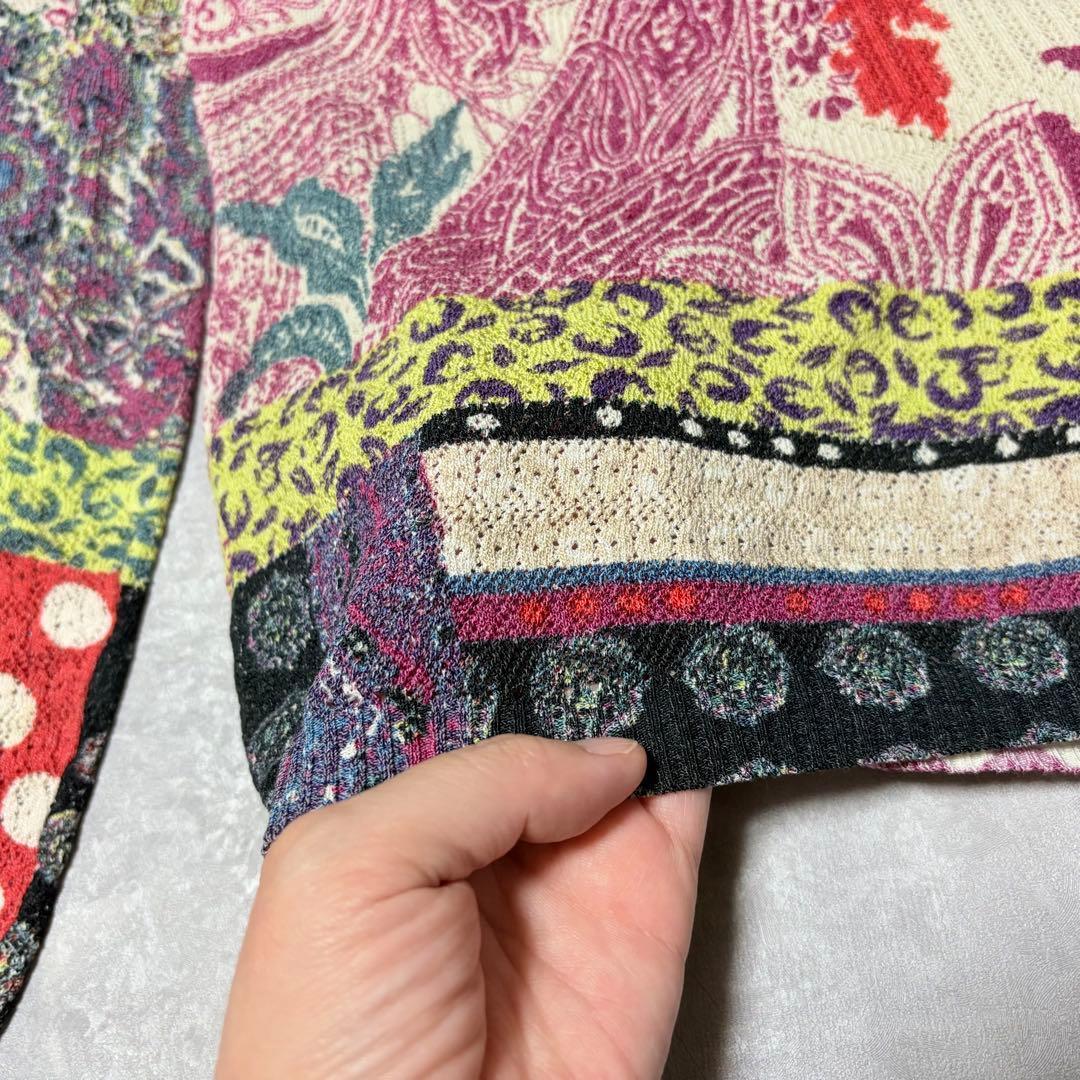 ETRO エトロ シルク混 ニット カットソー ペイズリー 花柄 サマーニット_画像4