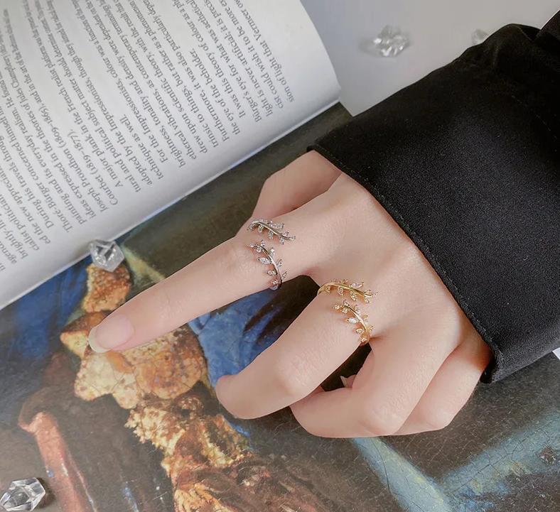 1139★限定入荷★シルバー S925 刻印 リング 葉デザイン czダイヤ 指輪 アクセサリー ジュエリー シンプル レディース かわいい リーフ_画像5