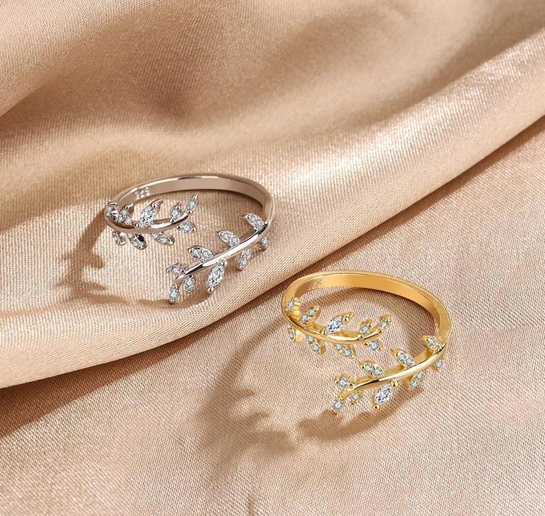 1139★限定入荷★シルバー S925 刻印 リング 葉デザイン czダイヤ 指輪 アクセサリー ジュエリー シンプル レディース かわいい リーフ_画像4