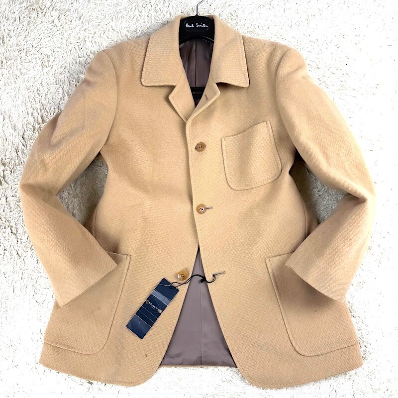 最高級ピュアカシミヤBURBERRY LONDONナポレオンコート マリンカシミヤコートL~Mキャメルベージュ大きいノバチェック柄 バーバリーロンドン_画像2