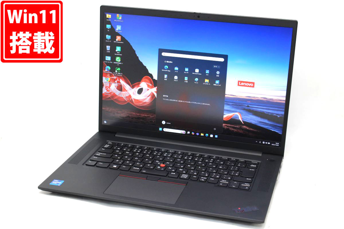 GeForce RTX 3070 Laptop 2K 16型 Lenovo ThinkPad P1 Gen4 Win11 / i7-11800H 32GB NVMe 512GB-SSD カメラ 無線Wi-Fi6 Office付 管:1843h_画像1