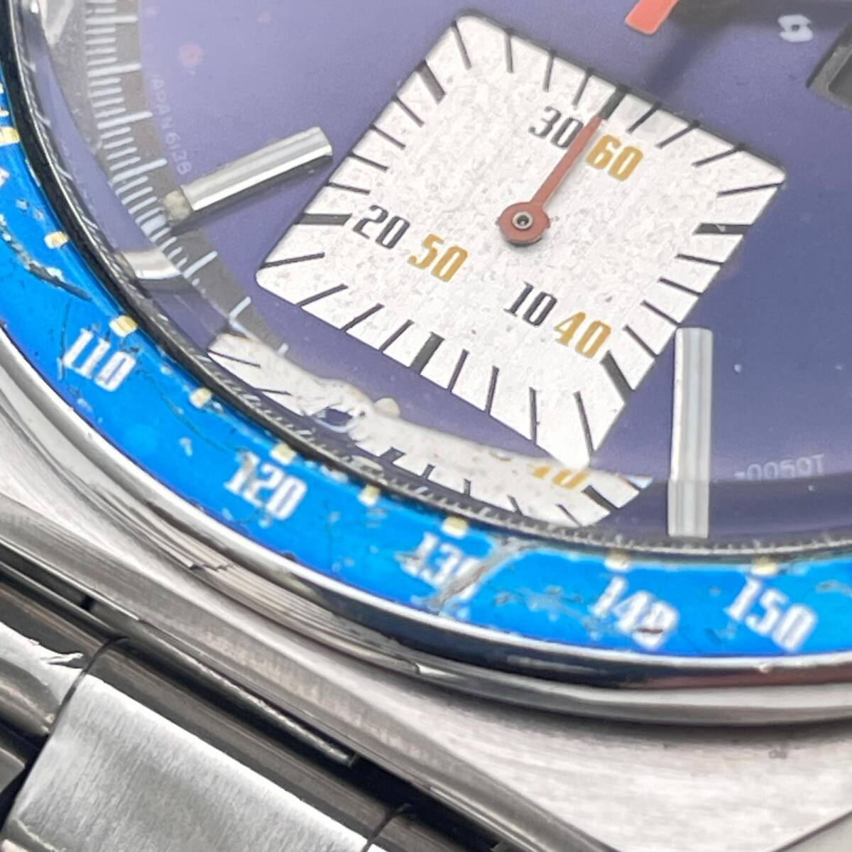 セイコー スピードタイマー 角目 6138-0030 自動巻 裏蓋違い メンズ アンティーク 腕時計 稼働品 難あり 中古 SEIKO ◆2008_画像9