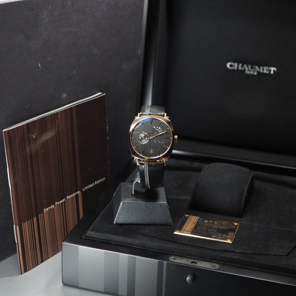 ◆50本限定希少モデル◆ CHAUMET ショーメ ダンディパワーリザーブ K18PG 革 W11884-25B 手巻き スモセコ メンズ 腕時計 箱 保 「27769」_画像10