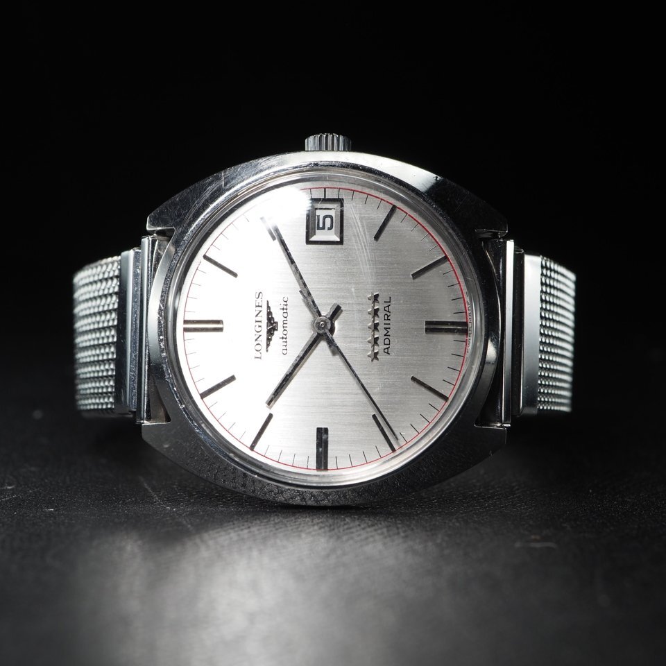 ■1円～■ LONGINES ロンジン ADMIRAL アドミラル 5スター SS 自動巻 文字盤 シルバー USED品 稼働 メンズ 腕時計「27340」_画像5
