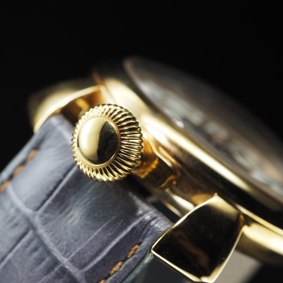 ◆1円~◆ GAGA MILANO ガガミラノ マニュアーレ48 GP 革 手巻き スモールセコンド 裏スケ USED 稼働 メンズ 腕時計「27878」_画像4