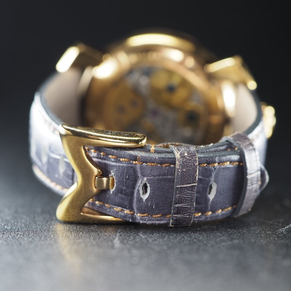 ◆1円~◆ GAGA MILANO ガガミラノ マニュアーレ48 GP 革 手巻き スモールセコンド 裏スケ USED 稼働 メンズ 腕時計「27878」_画像7