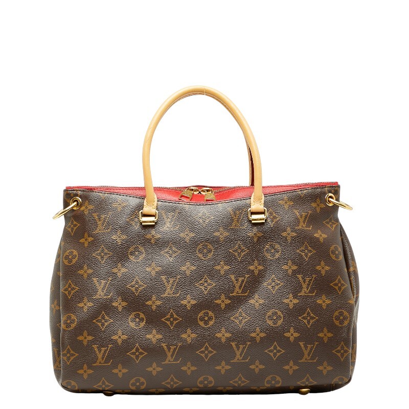 ルイ ヴィトン モノグラム パラス ハンドバッグ ショルダーバッグ M41175 スリーズ レッド ブラウン PVC レザー LOUIS VUITTON 【中古】_画像1