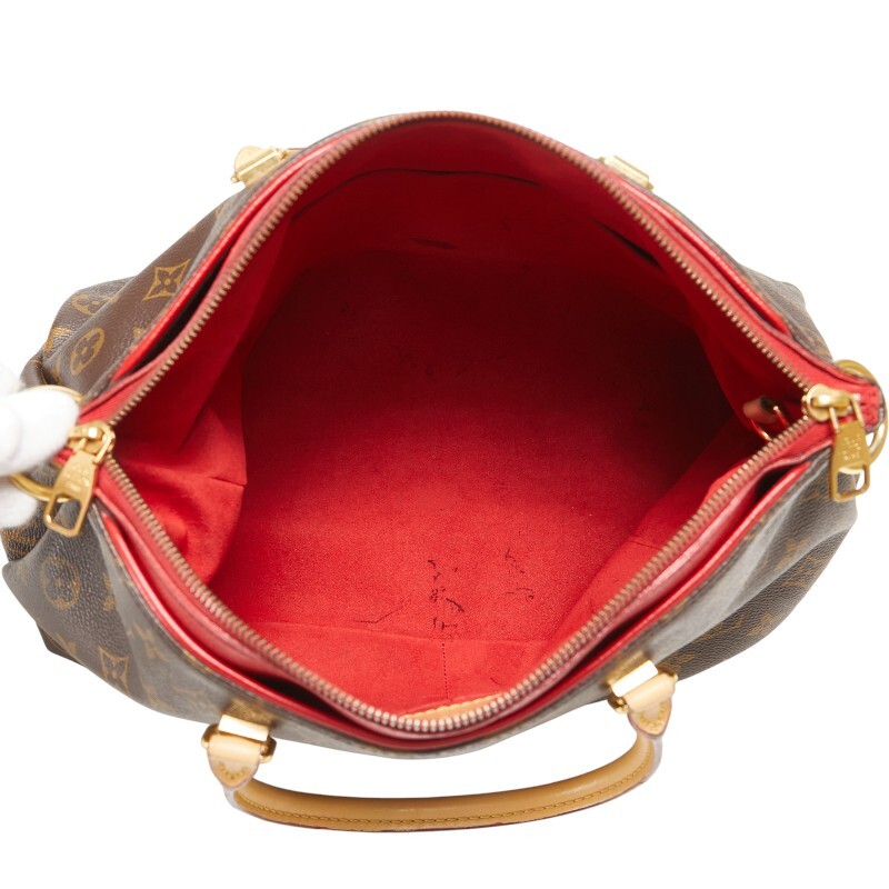 ルイ ヴィトン モノグラム パラス ハンドバッグ ショルダーバッグ M41175 スリーズ レッド ブラウン PVC レザー LOUIS VUITTON 【中古】_画像9