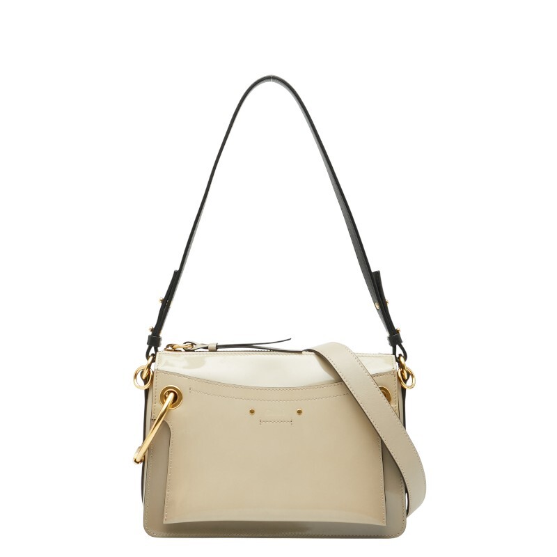 クロエ ロイ ハンドバッグ ショルダーバッグ 2WAY グレージュ エナメル レザー レディース Chloe 【中古】_画像1