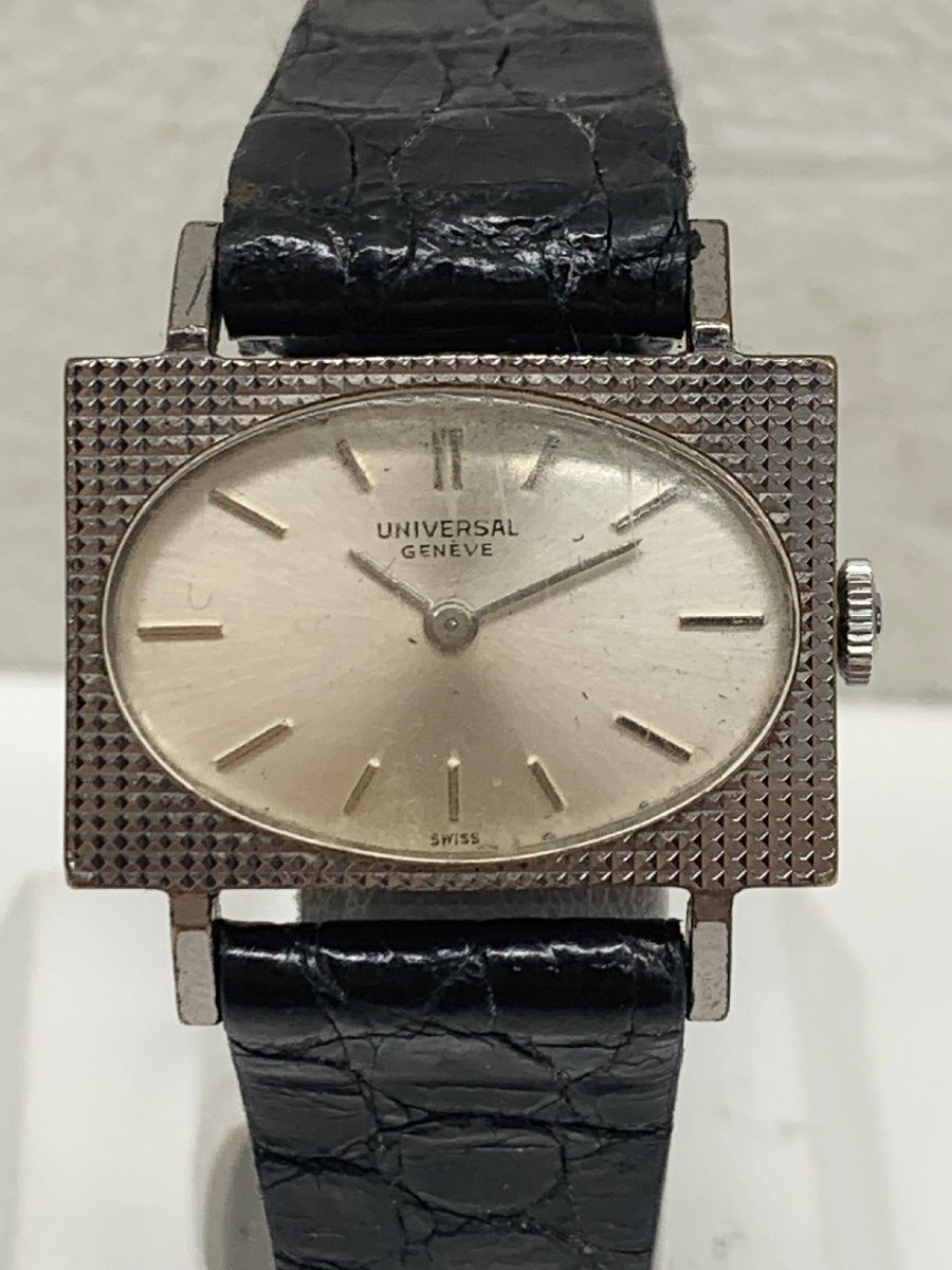 【稼動品/難あり】UNIVERSAL GENEVE ユニバーサルジュネーブ 手巻き 腕時計 スクエア 文字盤 シルバー 708605/01_画像1