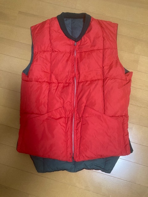 美品 70s WOODS ダウンベスト オリーブ×レッド リバーシブル カナダ製 アウトドアウェア ビンテージ アウター FALCON_画像7