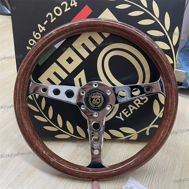 MOMOステアリング ウッド調 60周年記念 350mm 14インチ競技用改装ハンドルホイール RH006_画像1