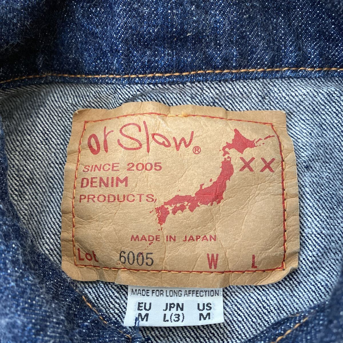 美品◎orslow デニムジャケット 6005 L(3) 3rdタイプ 濃紺 定番モデル オアスロウ Gジャン_画像2